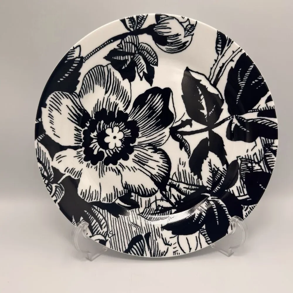 Isaac Mizrahi Target Midnight Blue Floral Porcelain Plates Set of 3, 8 3/8”